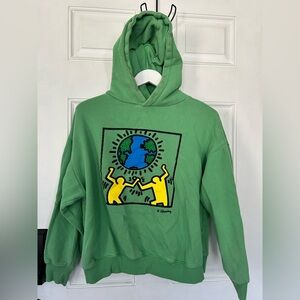 Cotton On Green Hoodie with Yellow & Blue Graphic
